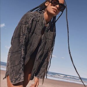 Free People Black/Grey Quilted Jacket